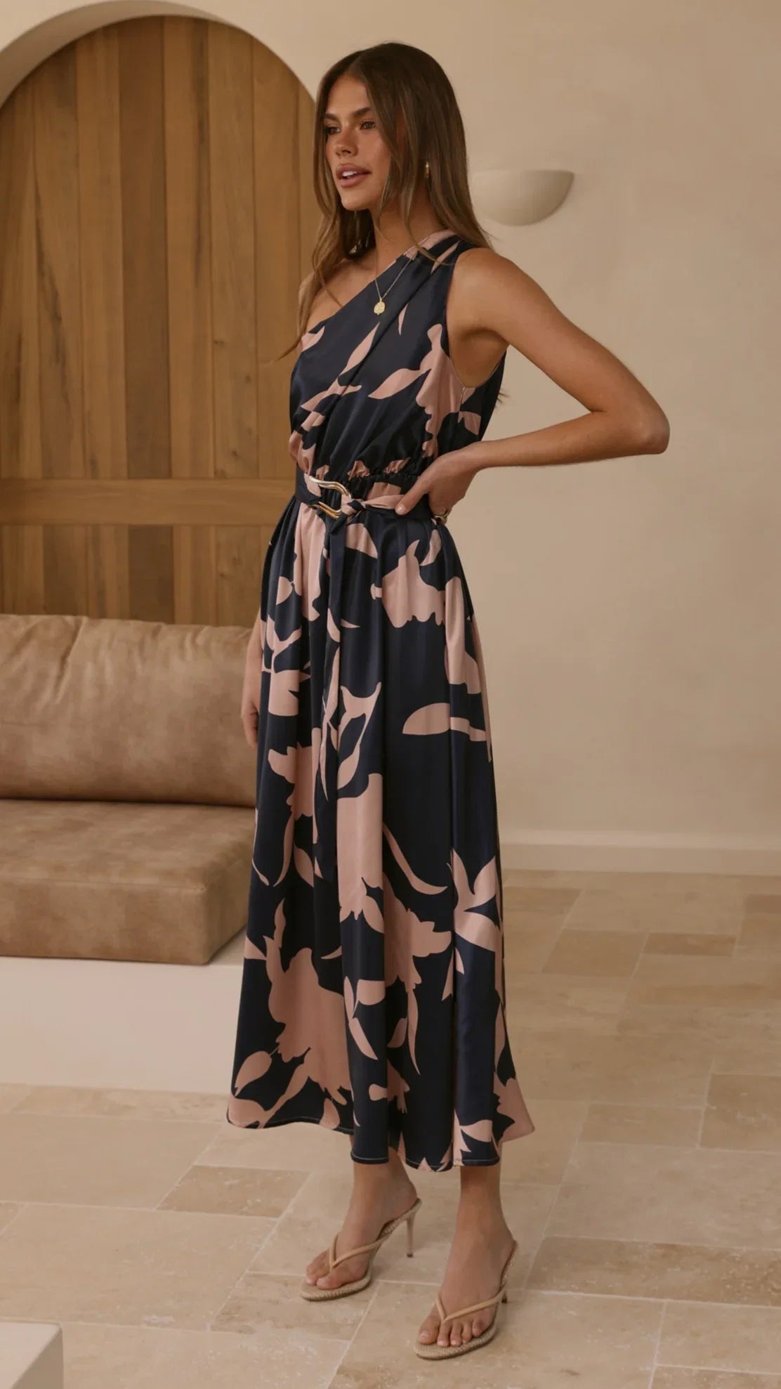 Hadas Maxi Dress Navy Pink Print