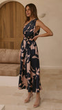 Hadas Maxi Dress Navy Pink Print