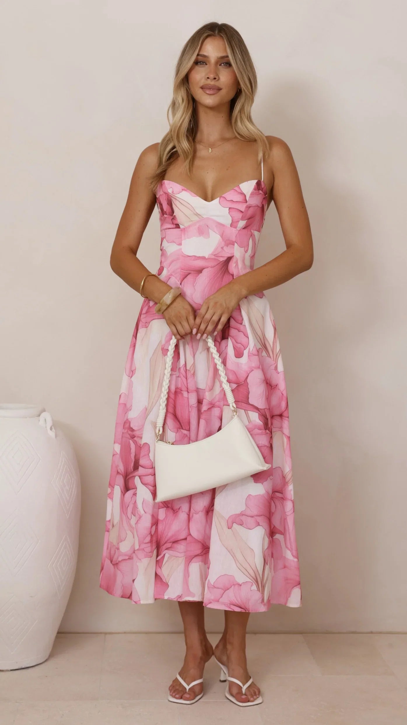 Dallas Midi Dress Pink Floral
