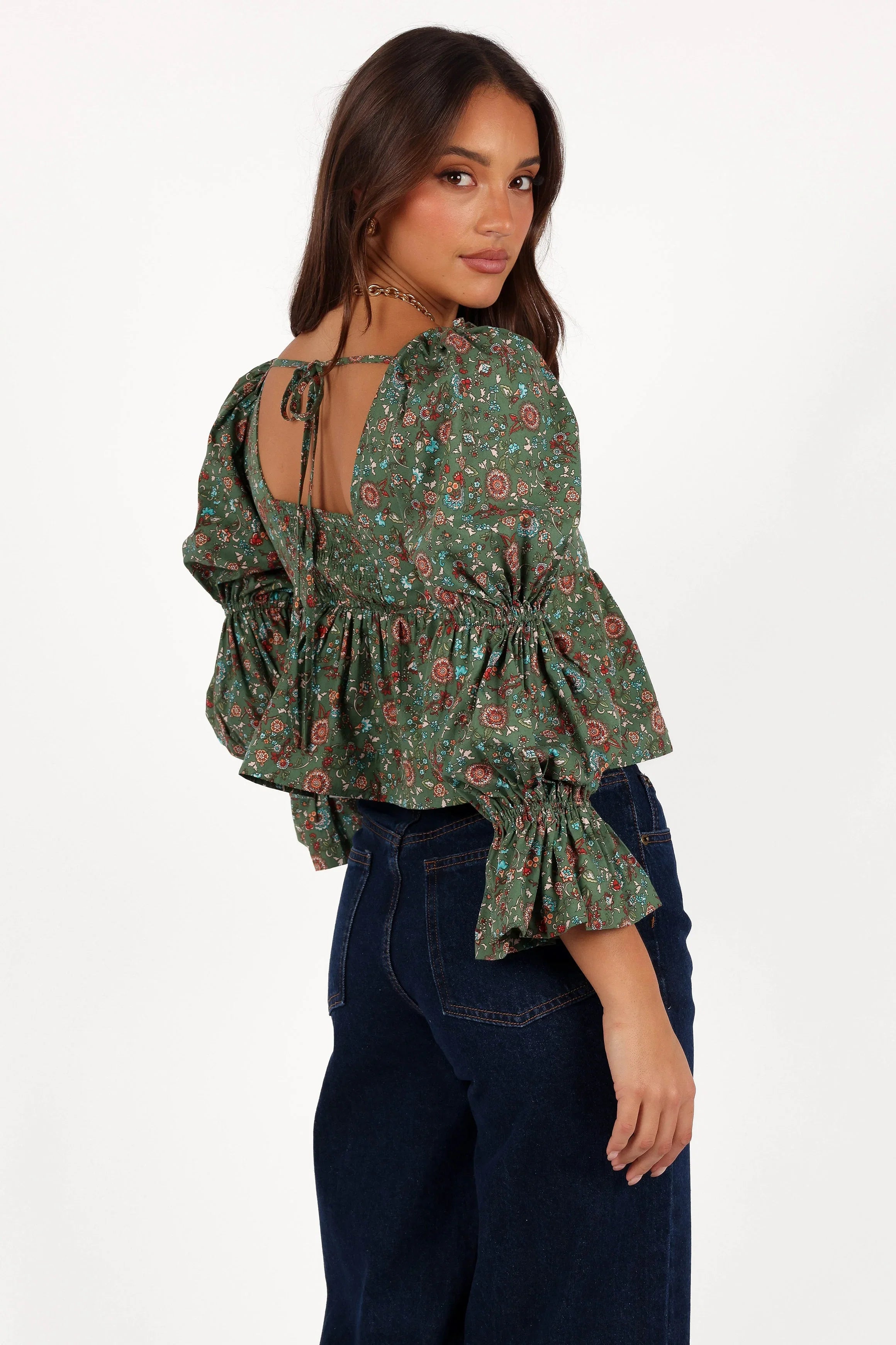 Kenny Top Green Paisley Floral