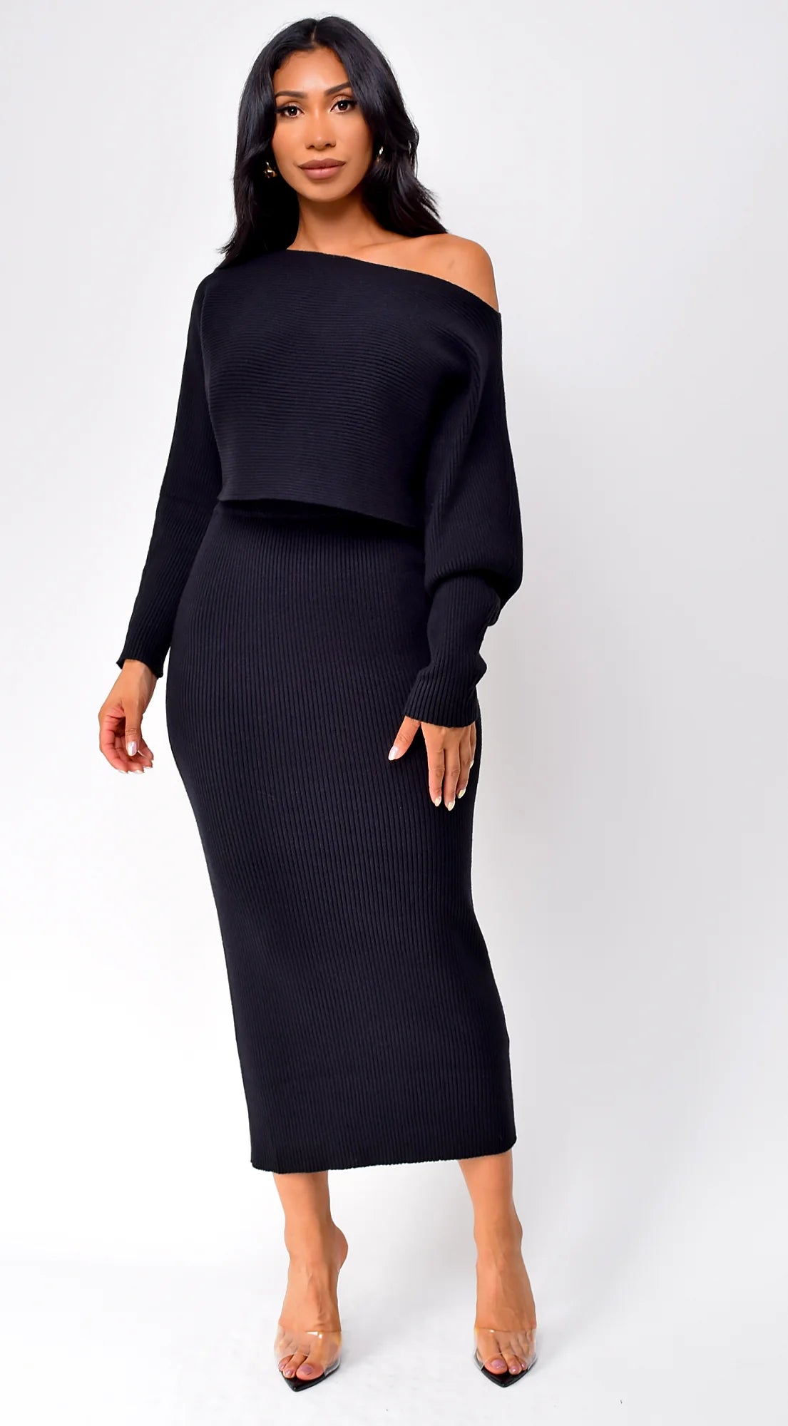 Biella Top Skirt Set Black