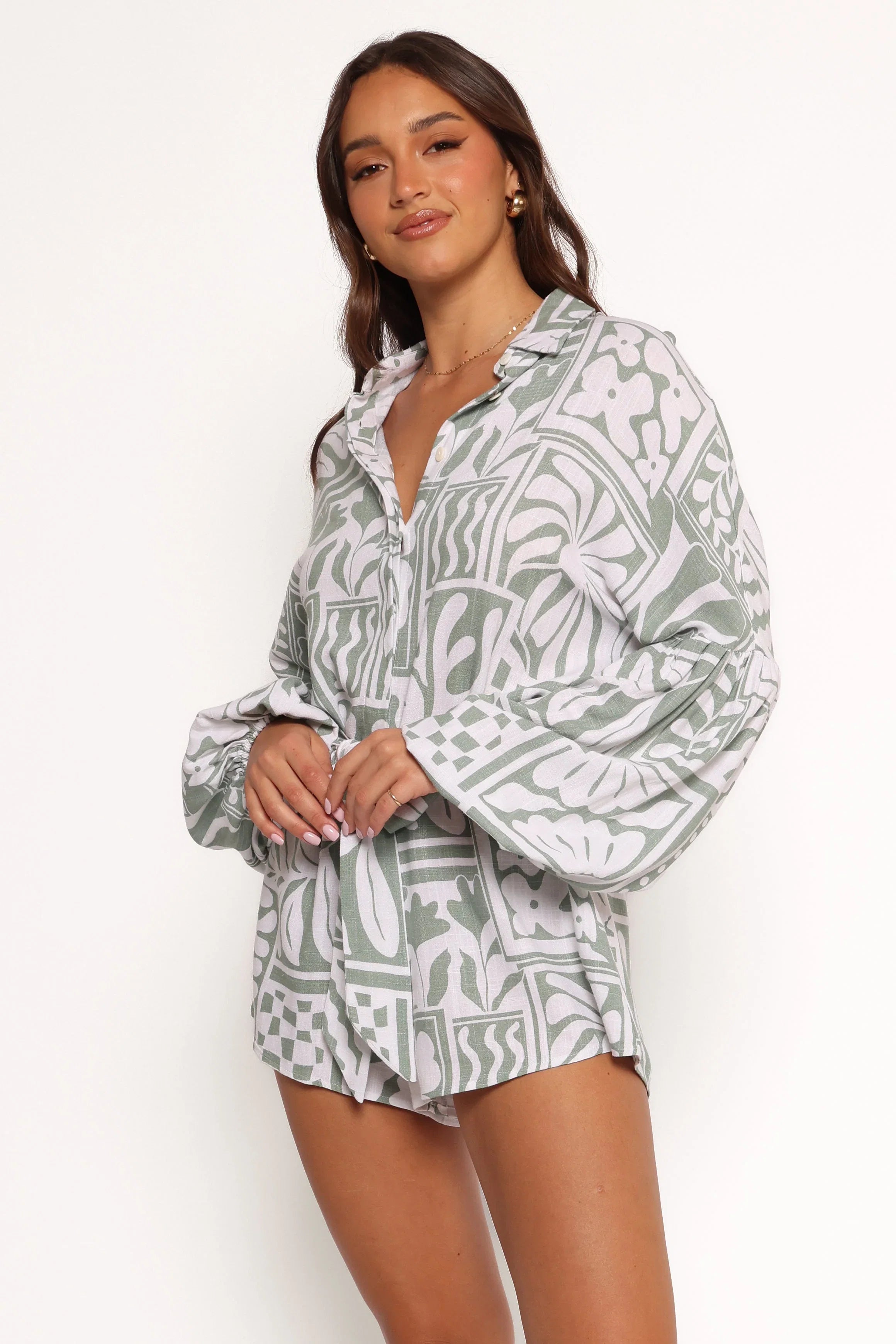 Tansy Romper Sage Print