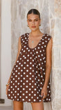Vanessa Oversized Mini Dress Brown Polka