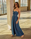 Carmella Strapless Chambray Jumpsuit