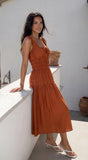Celesta Midi Dress Rust Brown