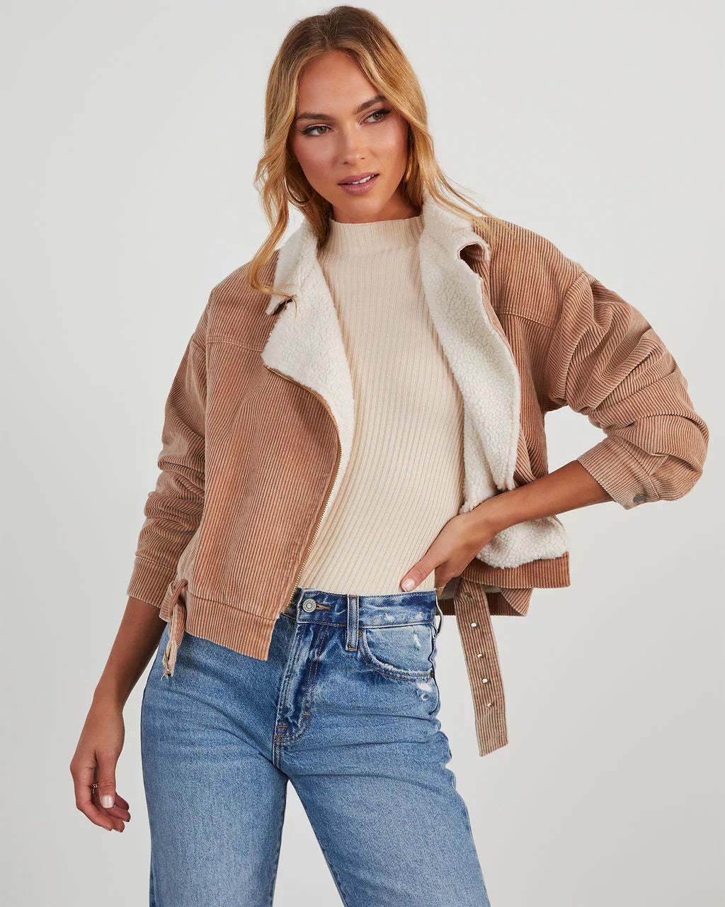 Devyn Corduroy Sherpa Moto Jacket