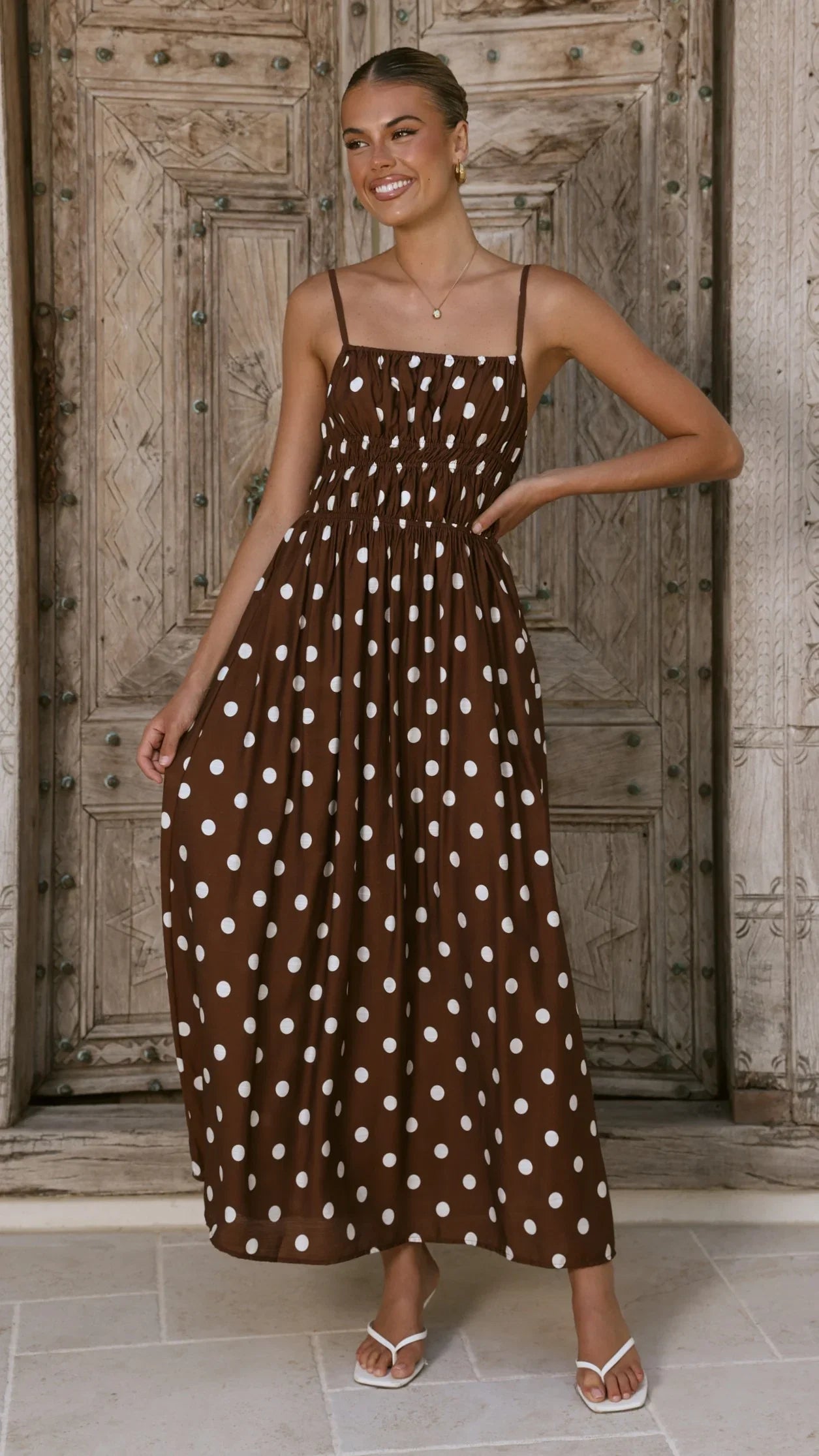 Balina Maxi Dress Chocolate Polka