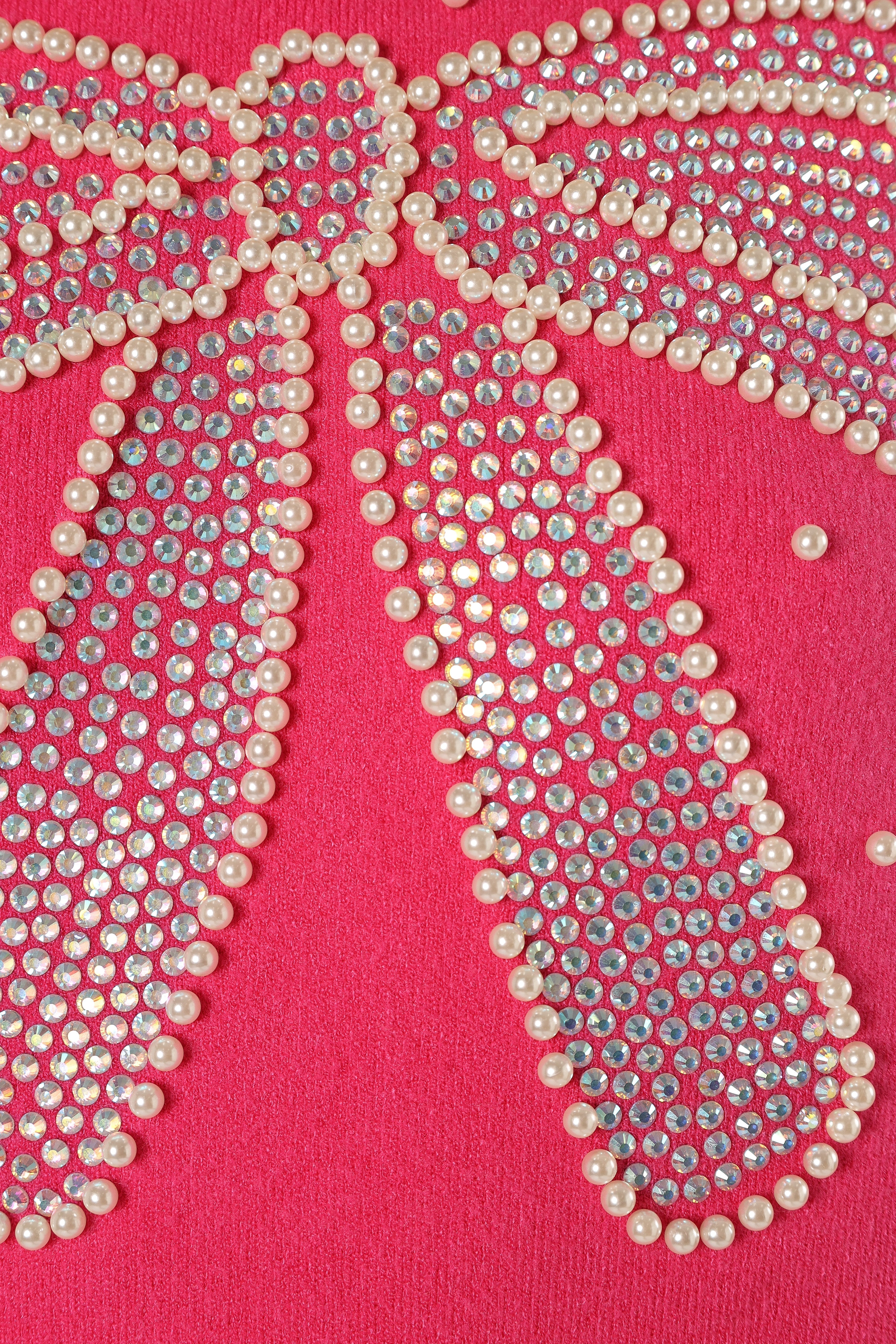 June Embellished Bow Knit Sweater Hot Pink