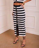 Icon Status Striped Knit Midi Skirt