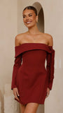 Halen Long Sleeve Mini Dress Wine