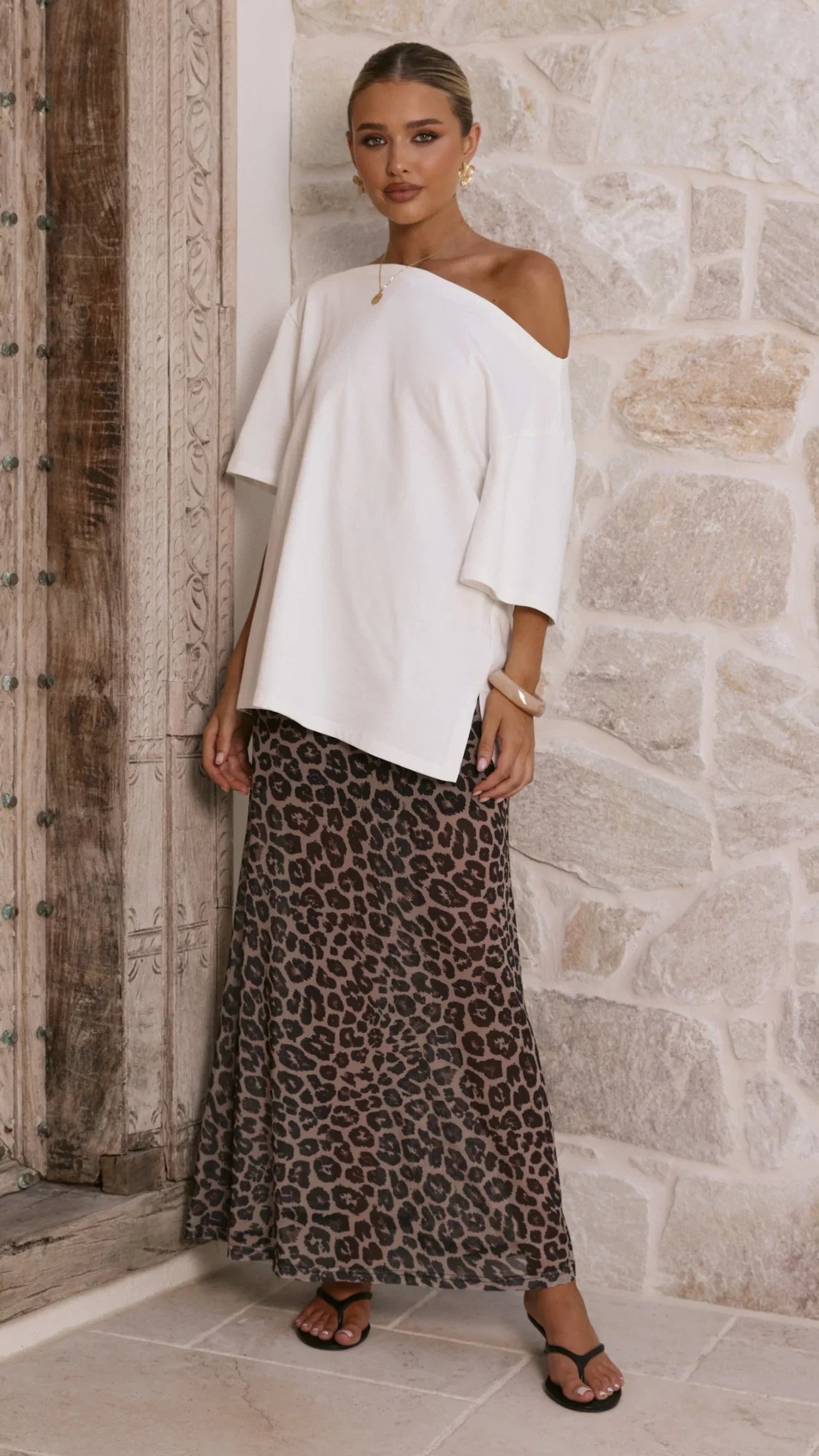 Onella Semi Sheer Maxi Skirt Leopard Print