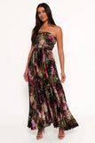 Angelique Strapless Maxi Dress Grey Blurred Floral