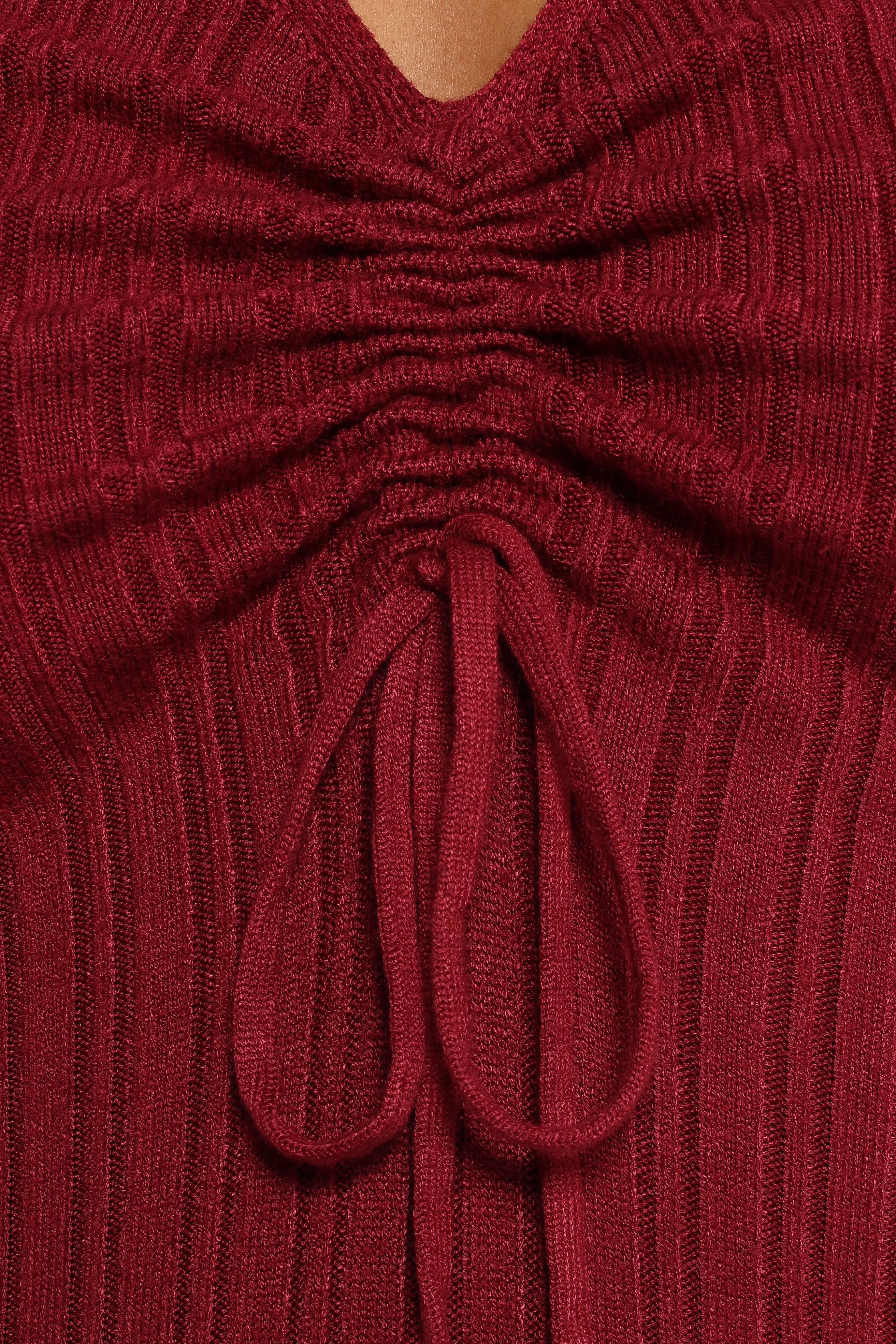 Irene Long Sleeve Midi Dress Wine