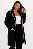 Oaklynn Contrast Stitch Coatigan Black