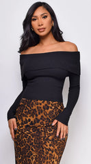 Agata Off Shoulder Sweater Top Black