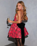Honey Noel Plaid Halter Mini Dress