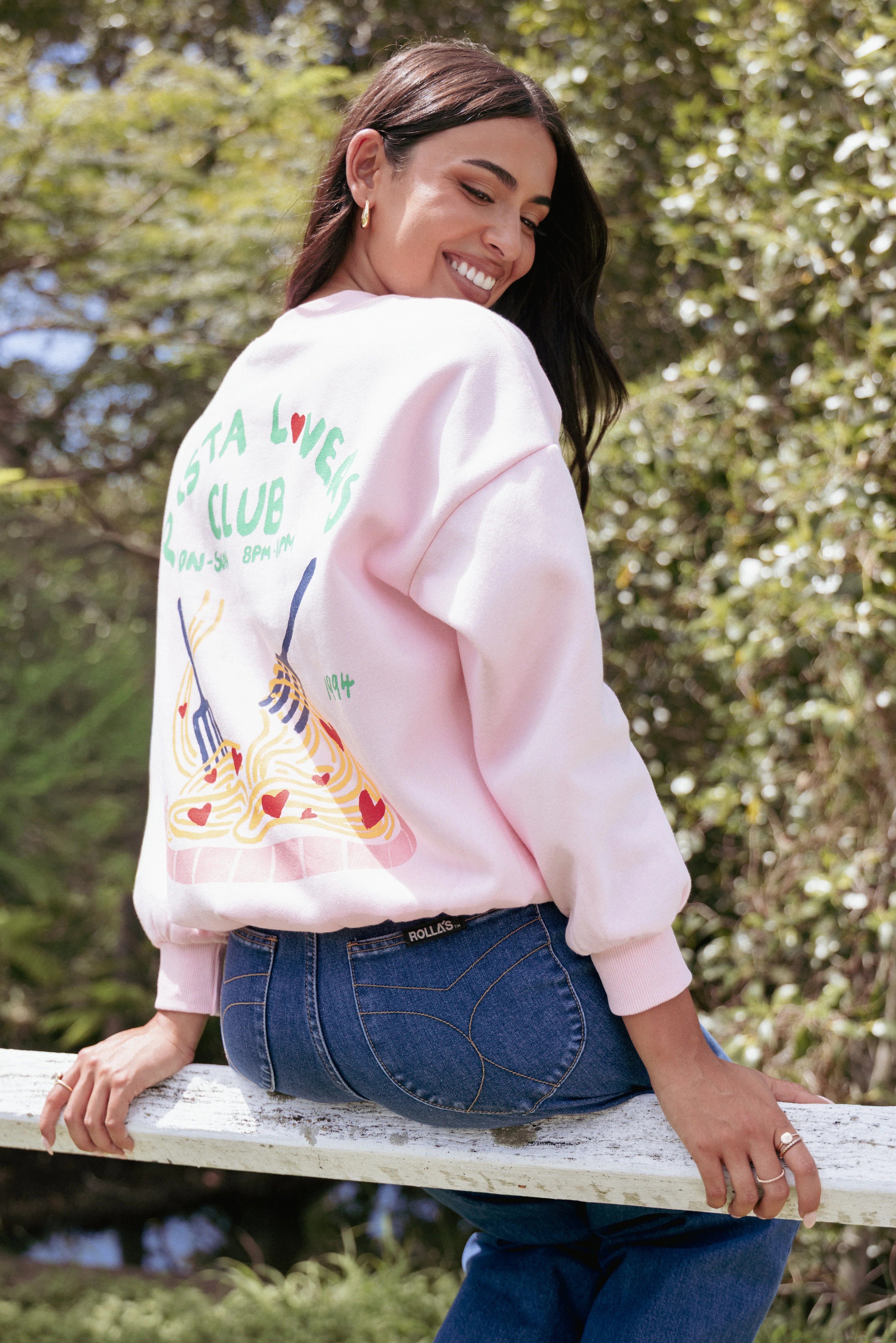 Pasta Lovers Club Graphic Sweater Pink