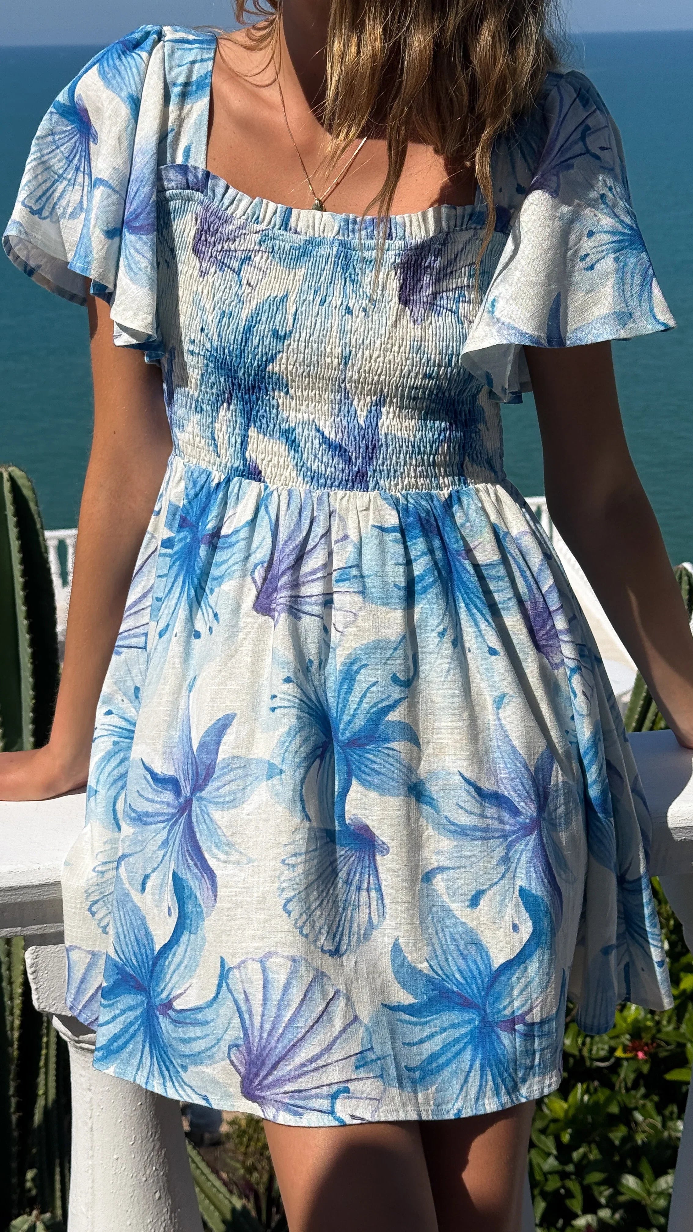 Molly Mini Dress Ocean Bloom