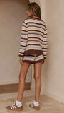 Bailey Knit Top and Shorts Set Beige Chocolate