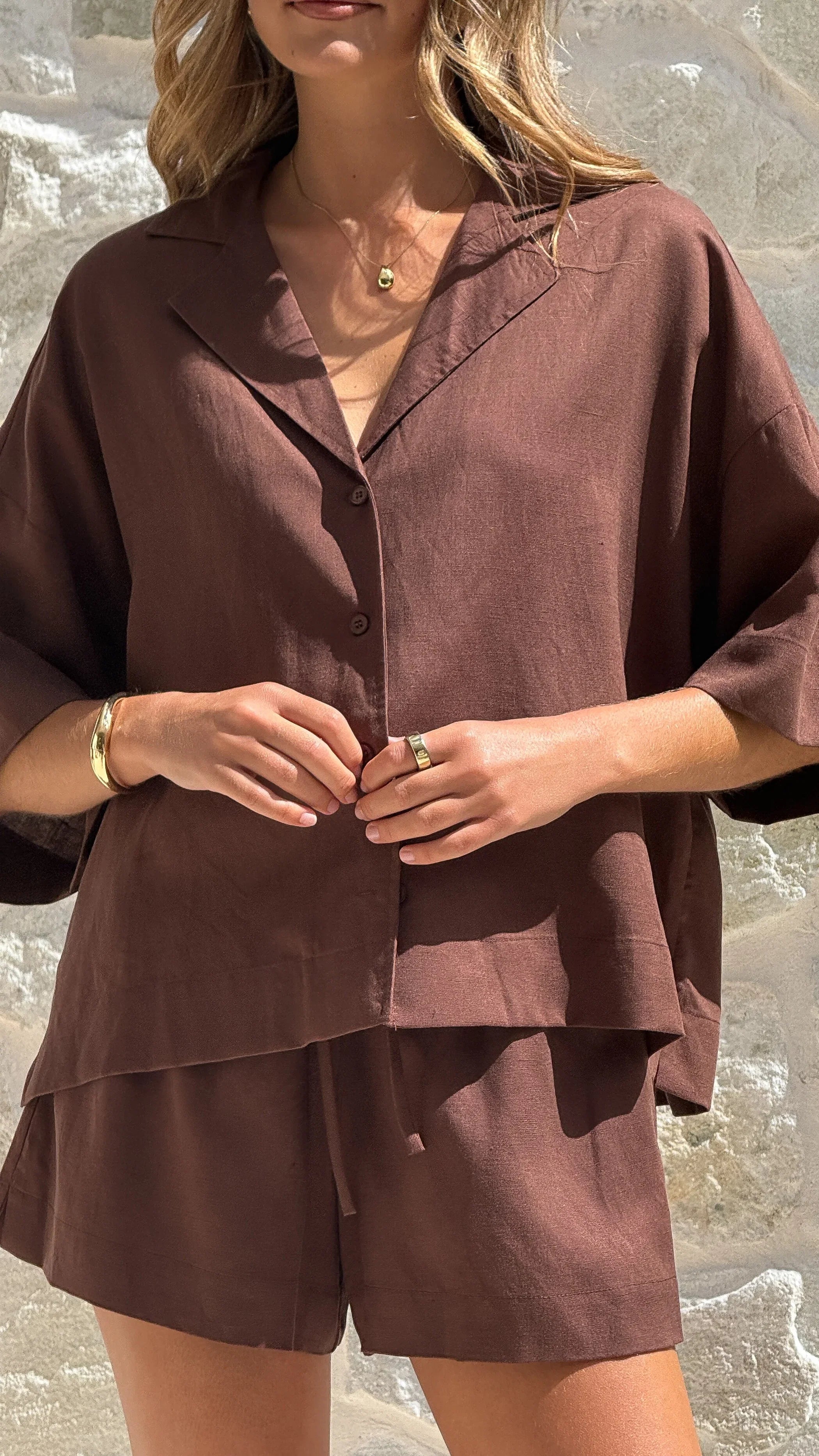 Luna Button Up Shirt Chocolate