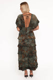 Wendi Ruffle Dress Jade Brown