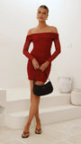 Isadora Off Shoulder Mini Dress Wine