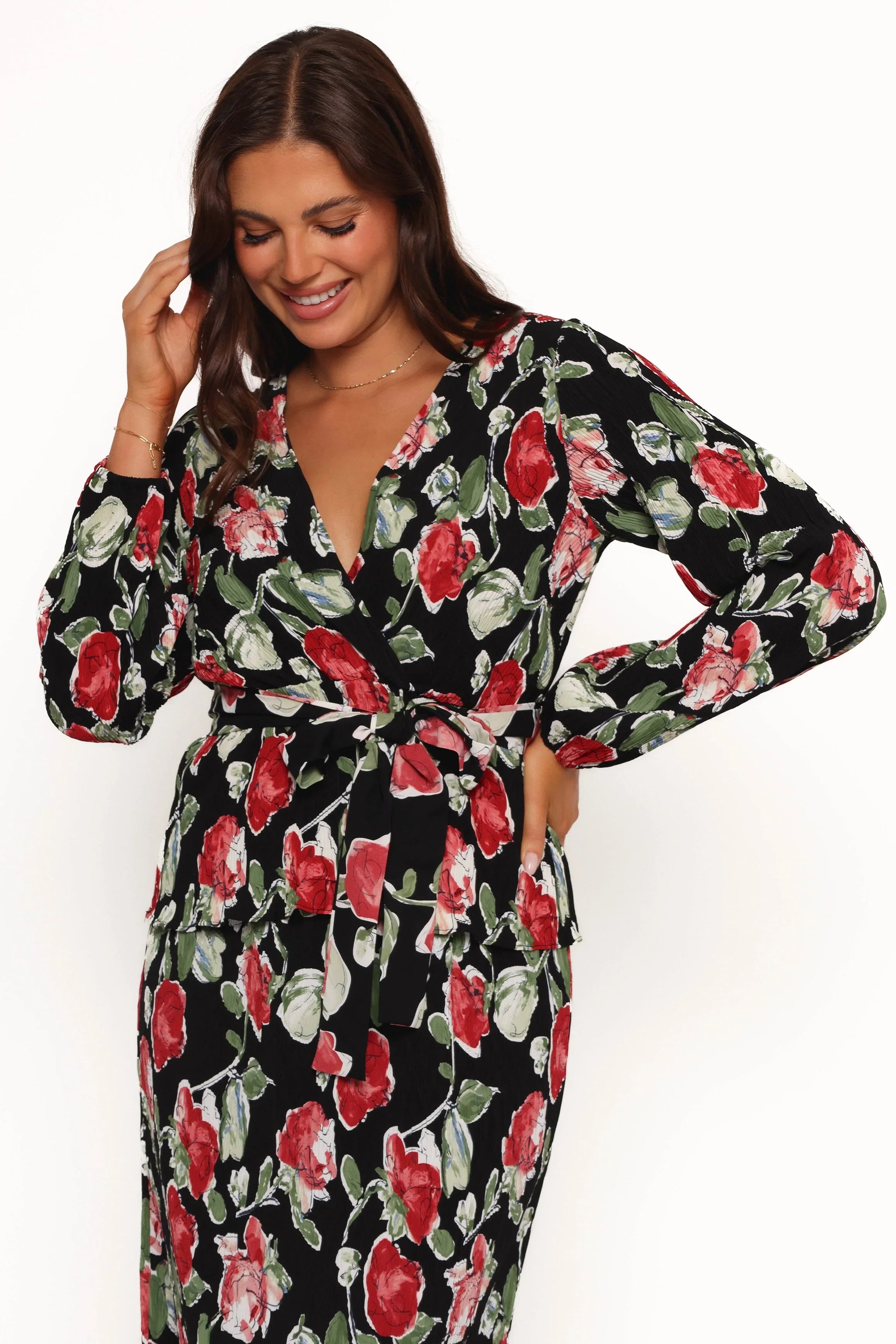 Minelli Pleat Top Black Rose
