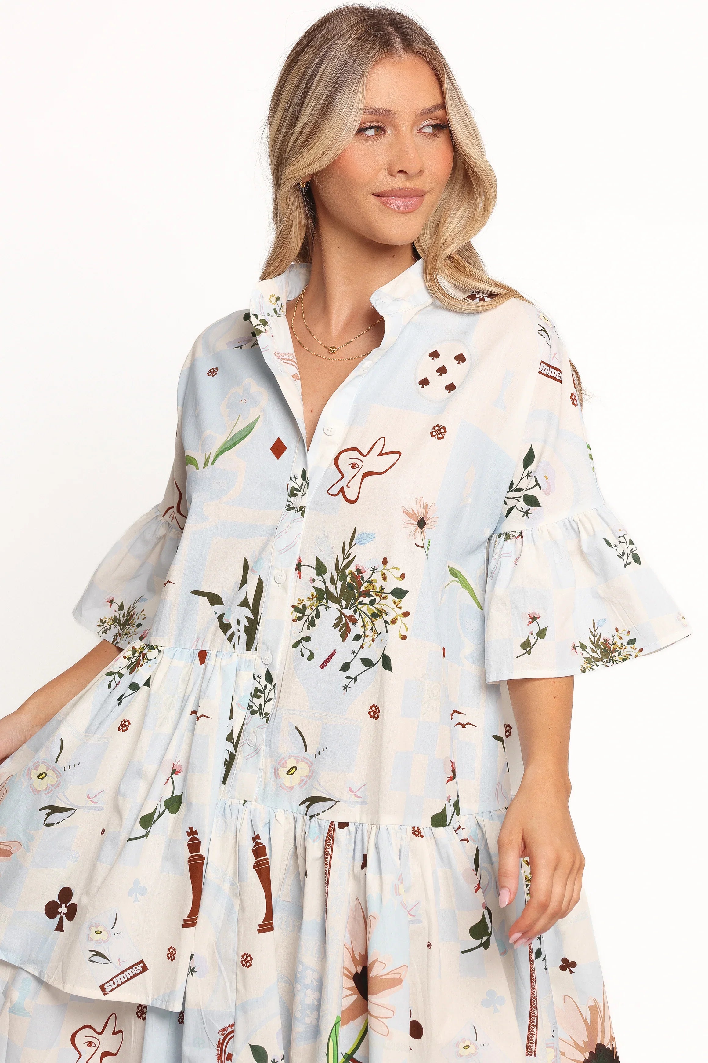 Marguerite Mini Dress Blue Floral