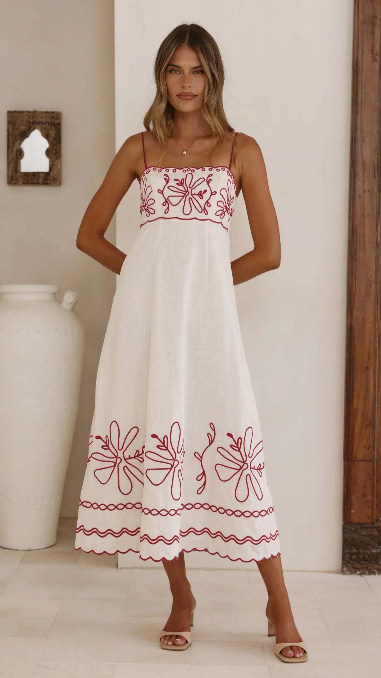 Mira Maxi Dress Cream Red