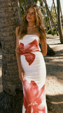 Brittani Strapless Maxi Dress White Red