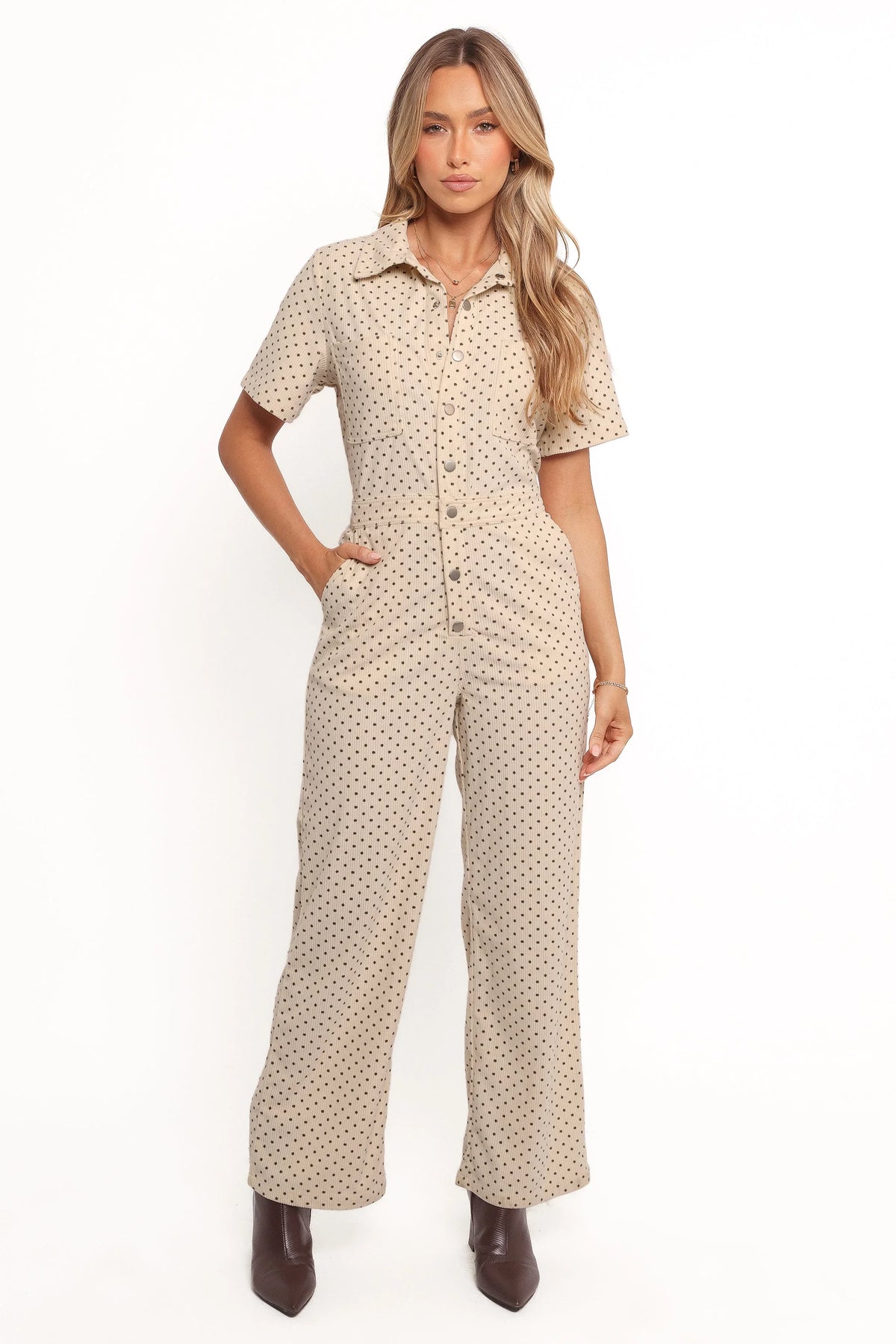 Mikia Jumpsuit Cream Brown