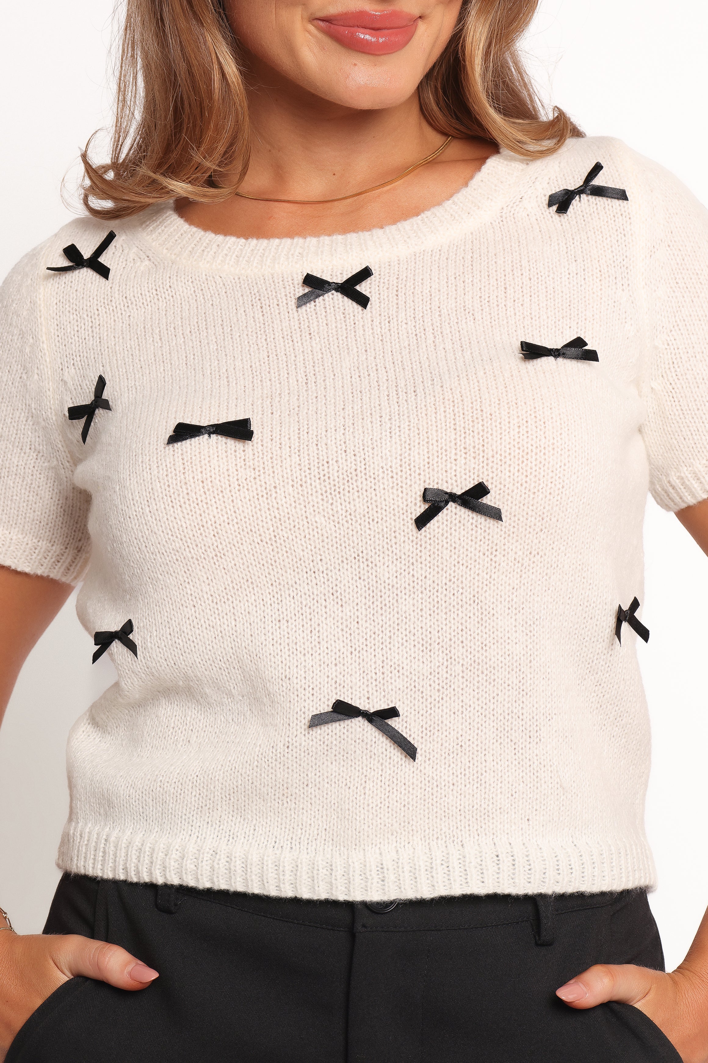 Rachel Knit Top Cream Black