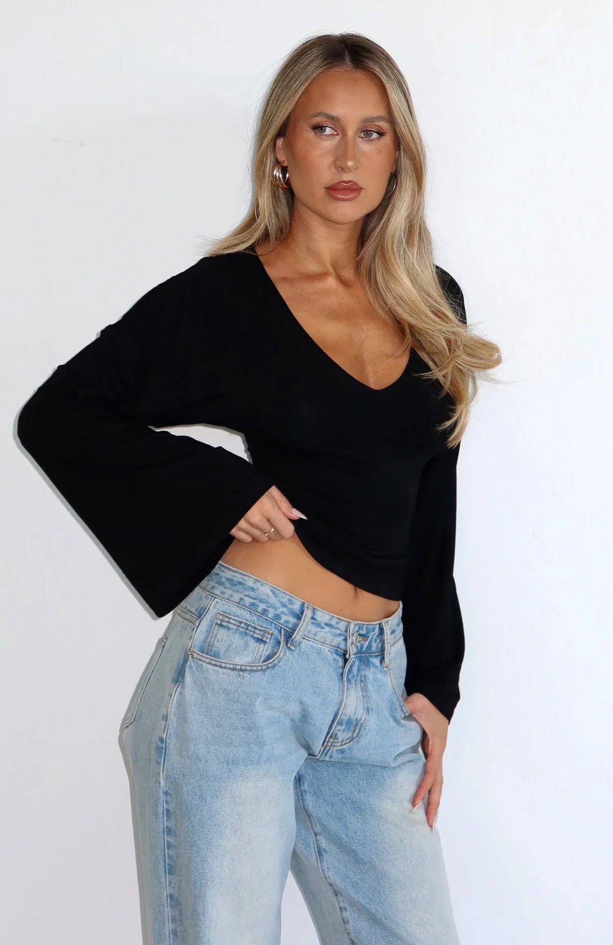 Nobodys Watching Long Sleeve Top Black