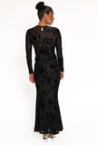 Emily Burnout Velvet Skirt Black