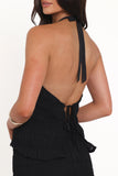 Zafira Textured Halter Top Black