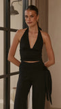 Sarki Halter Neck Crop Top Black