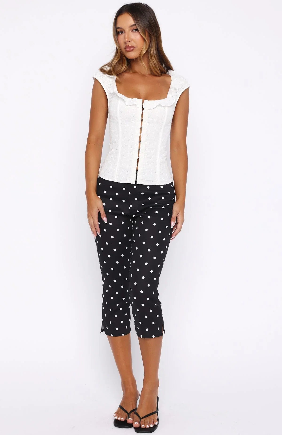 Day For It Capri Pants Black White Polka Dot