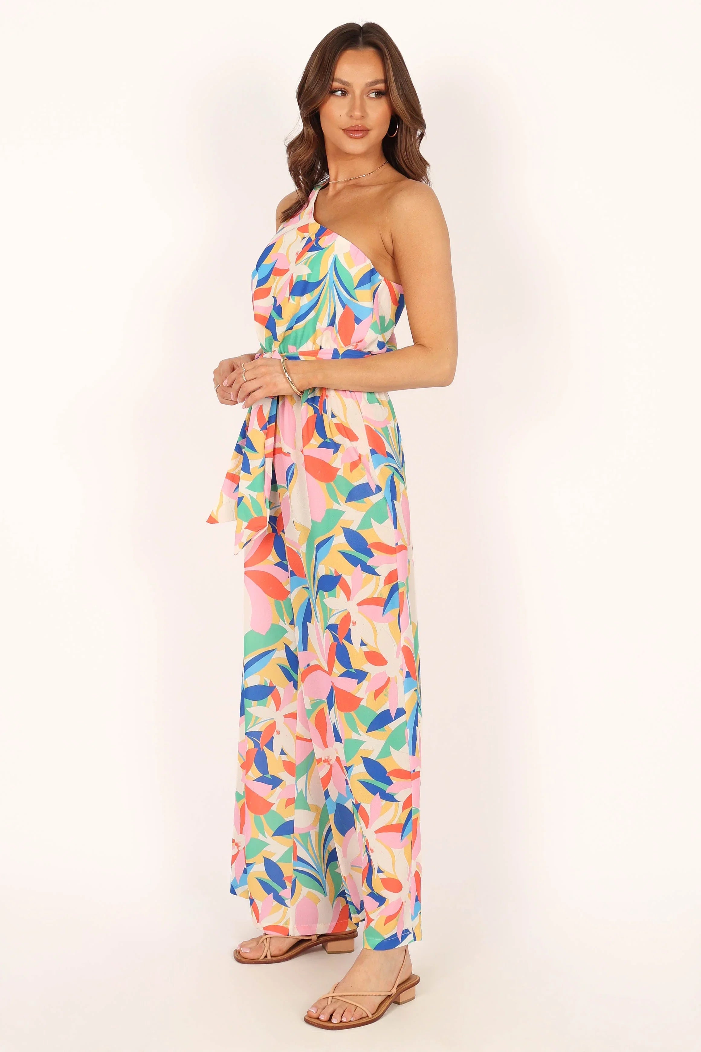Belinda One Shoulder Jumpsuit Floral