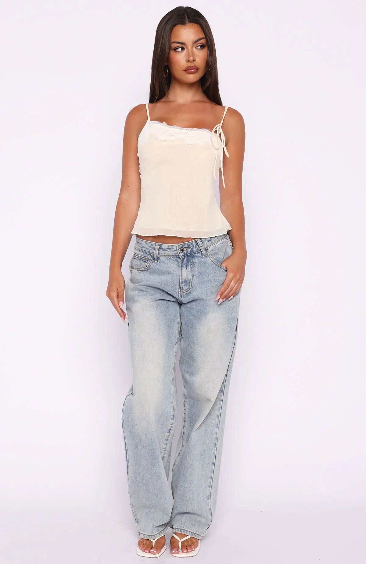 Blissfully Bold Lace Cami Top Cream