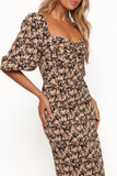 Oona Midi Dress Black Ditsy Floral