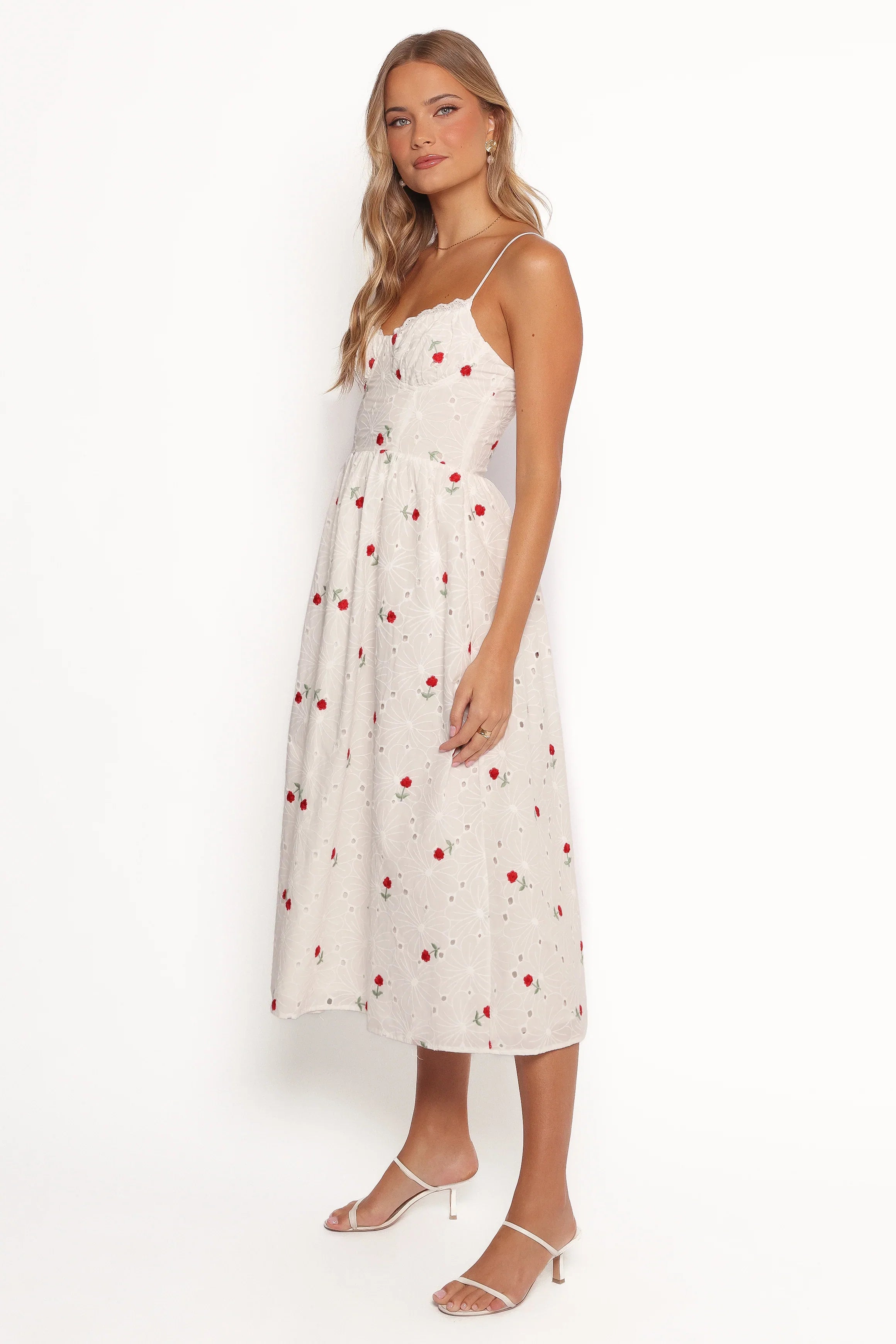 Paloma Maxi Dress White Red Floral