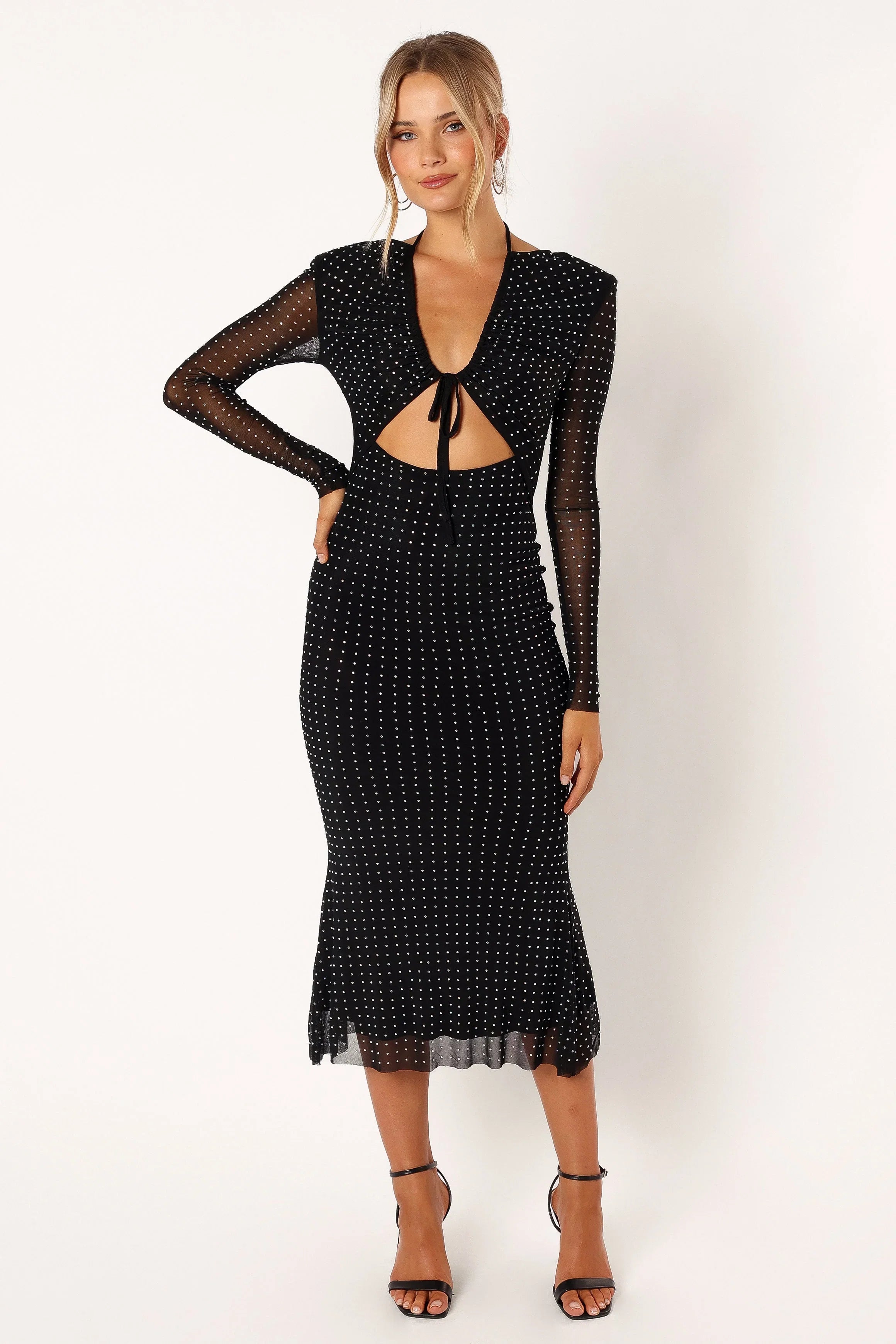 Salvatore Long Sleeve Midi Dress Black