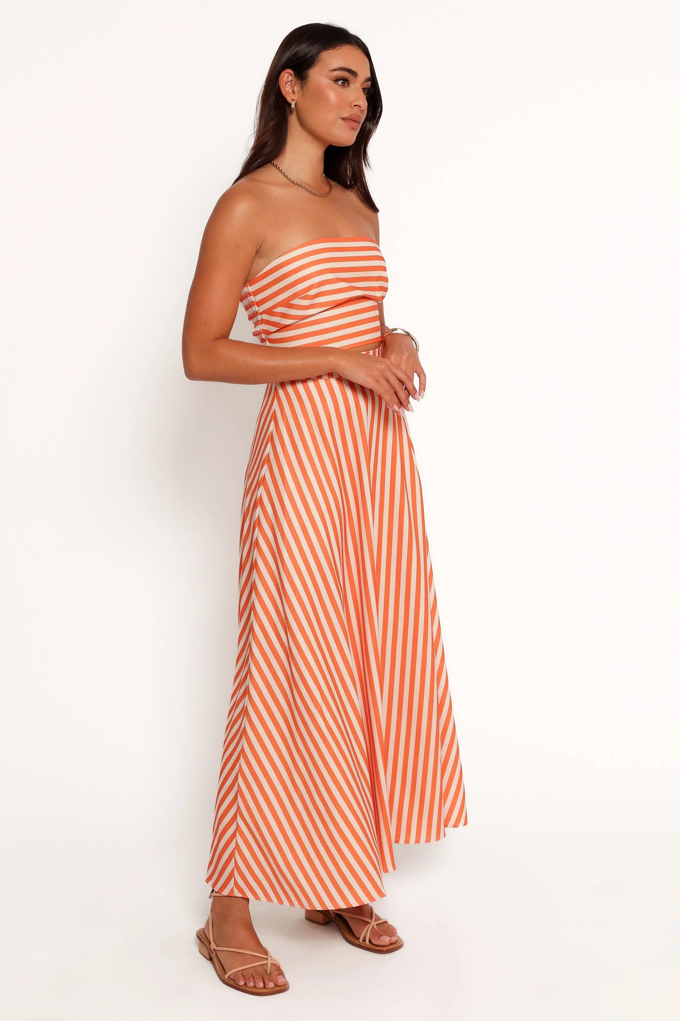 Serafina Two Piece Set Orange Beige Stripe
