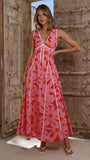 Tisha Maxi Dress Pink Red Floral