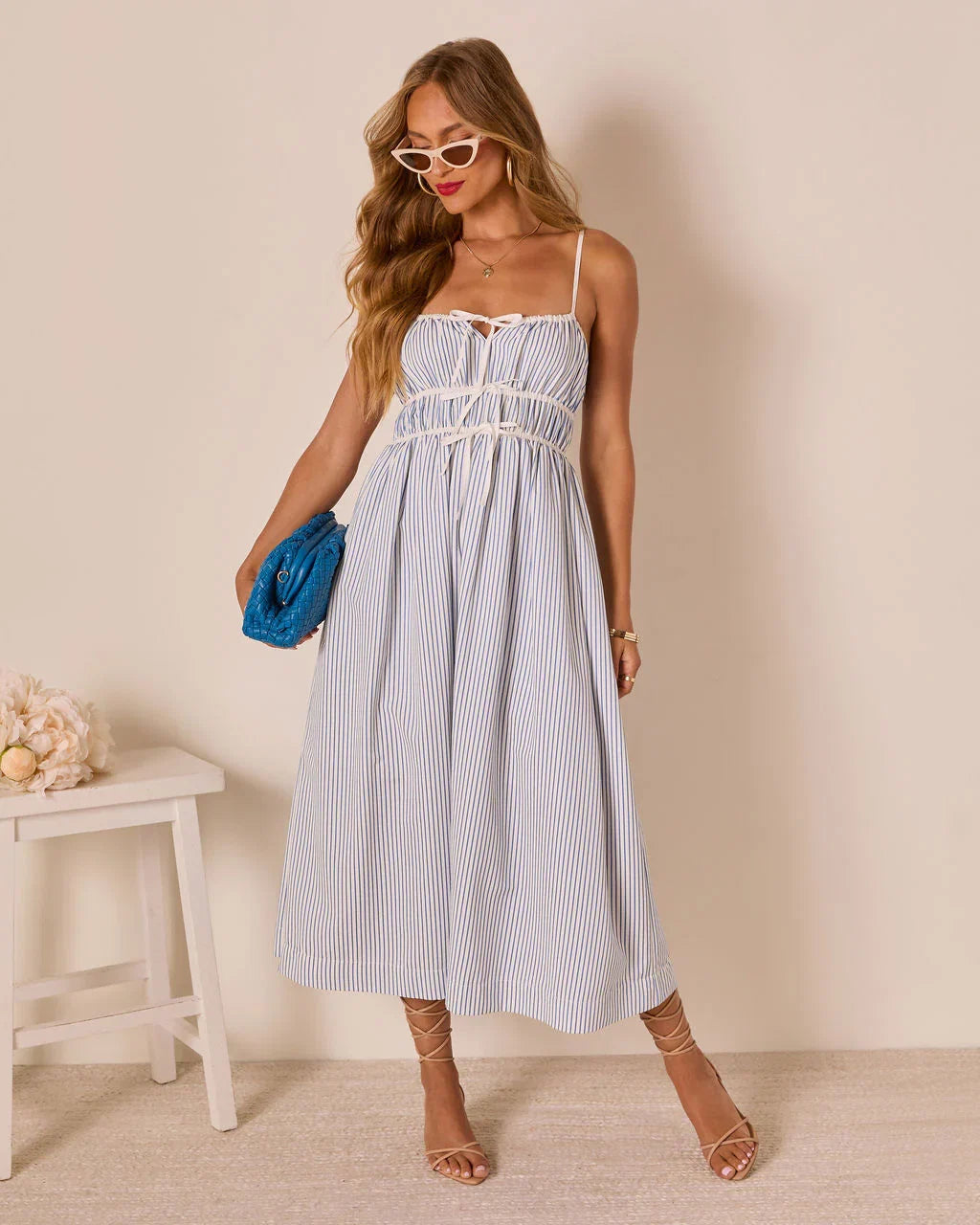 Liorah Front Tie Striped Maxi Dress
