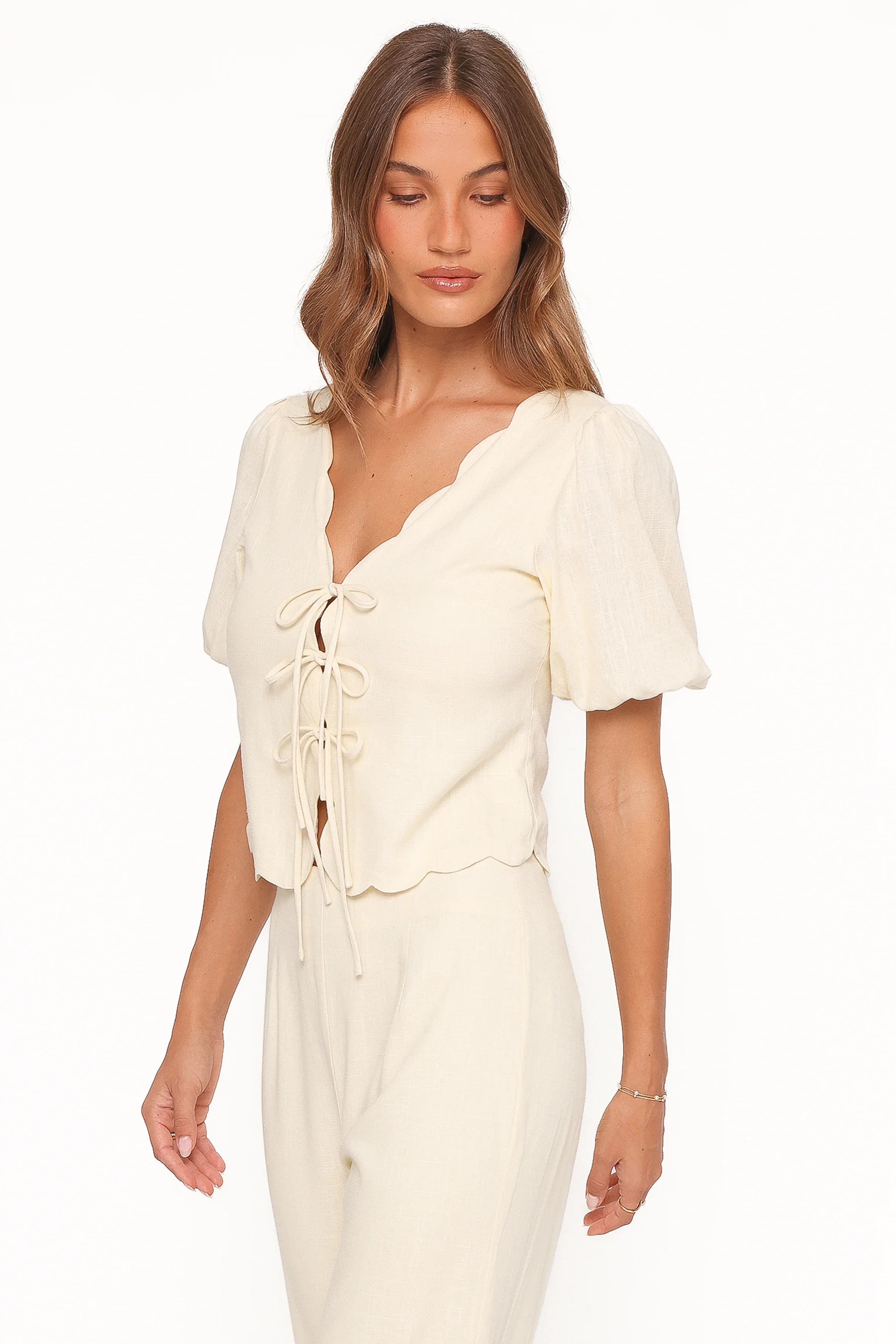 Jensen Scallop Hem Top Butter Yellow