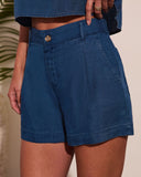 Sunlit Capsule Pleated Chambray Shorts