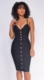 Nelinha Gold Button Bandage Dress Black