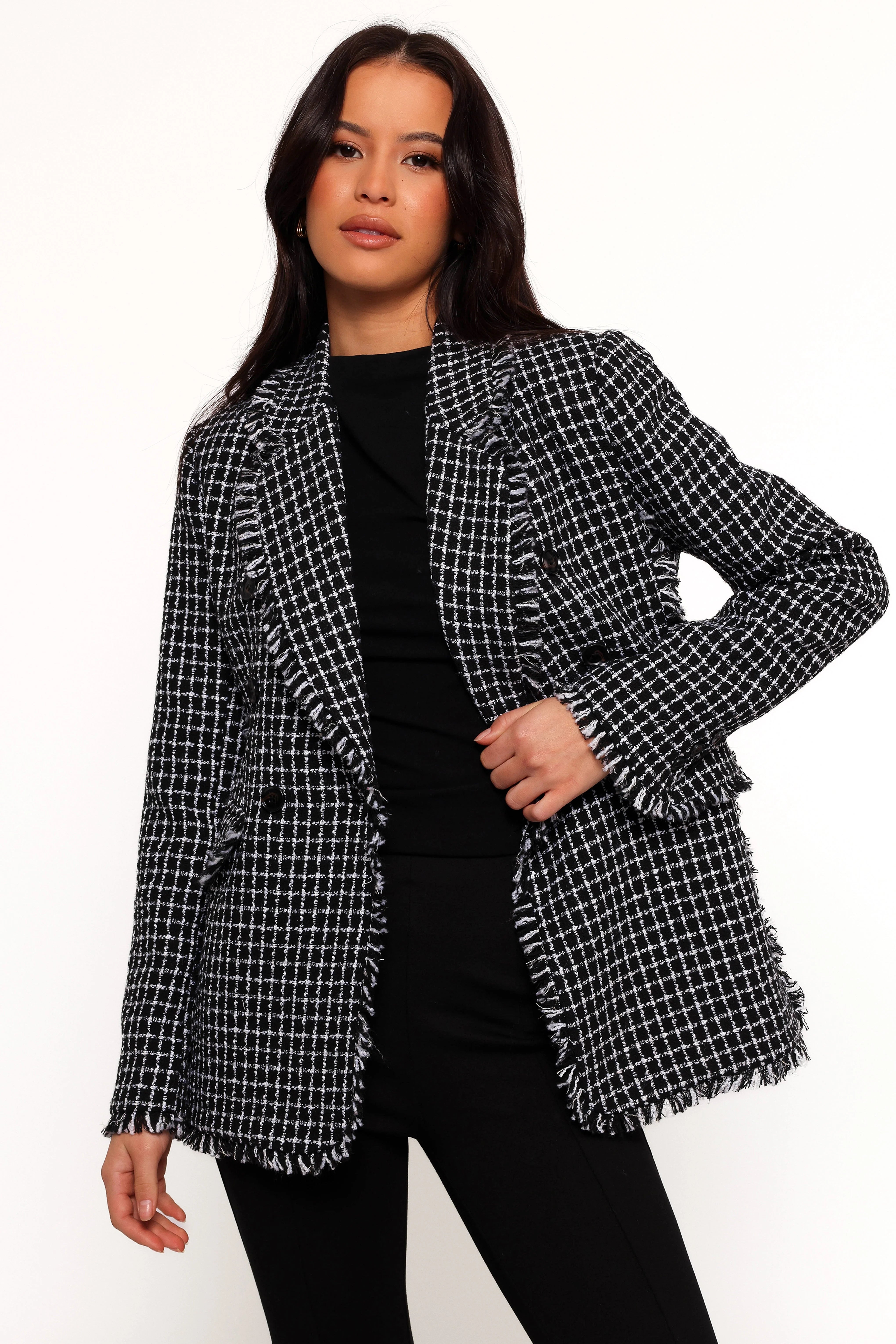 Rocco Hem Blazer Black White