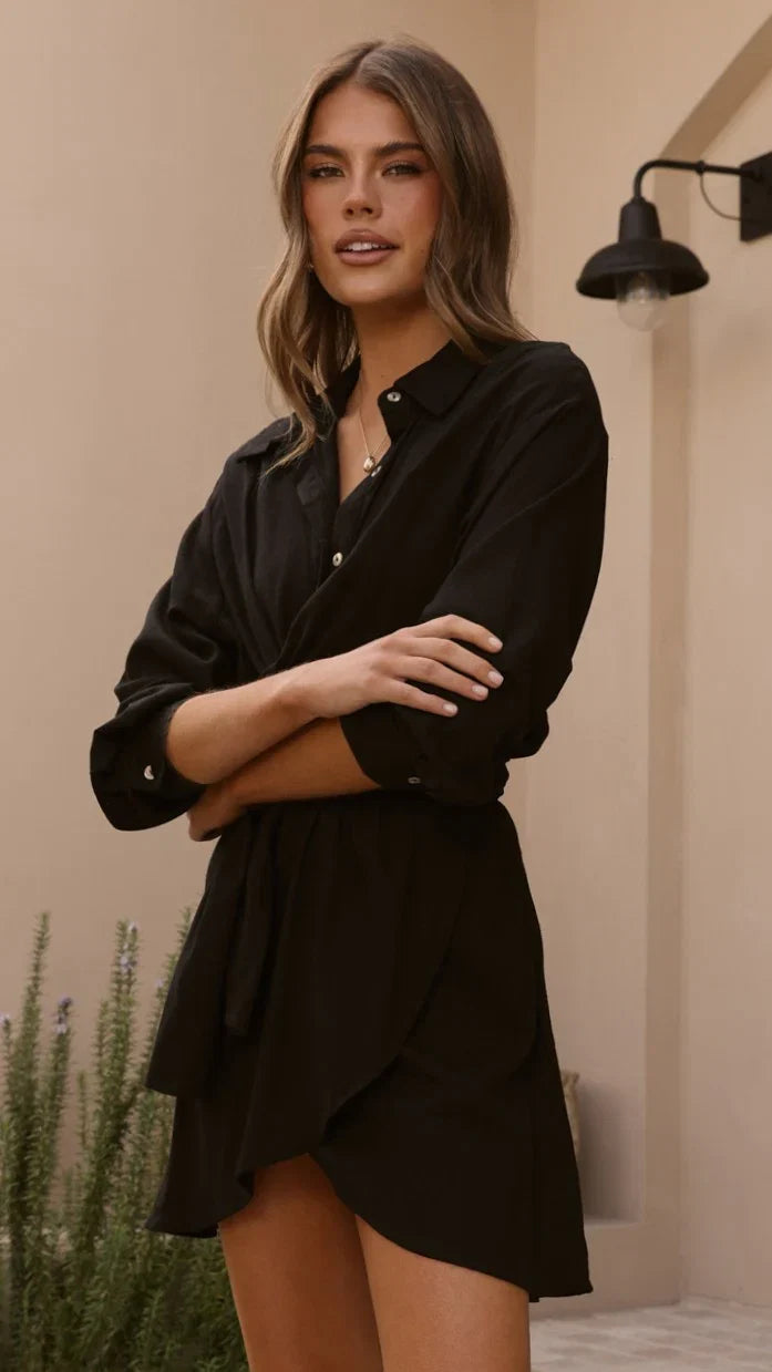 Zaida Shirt Mini Dress Black